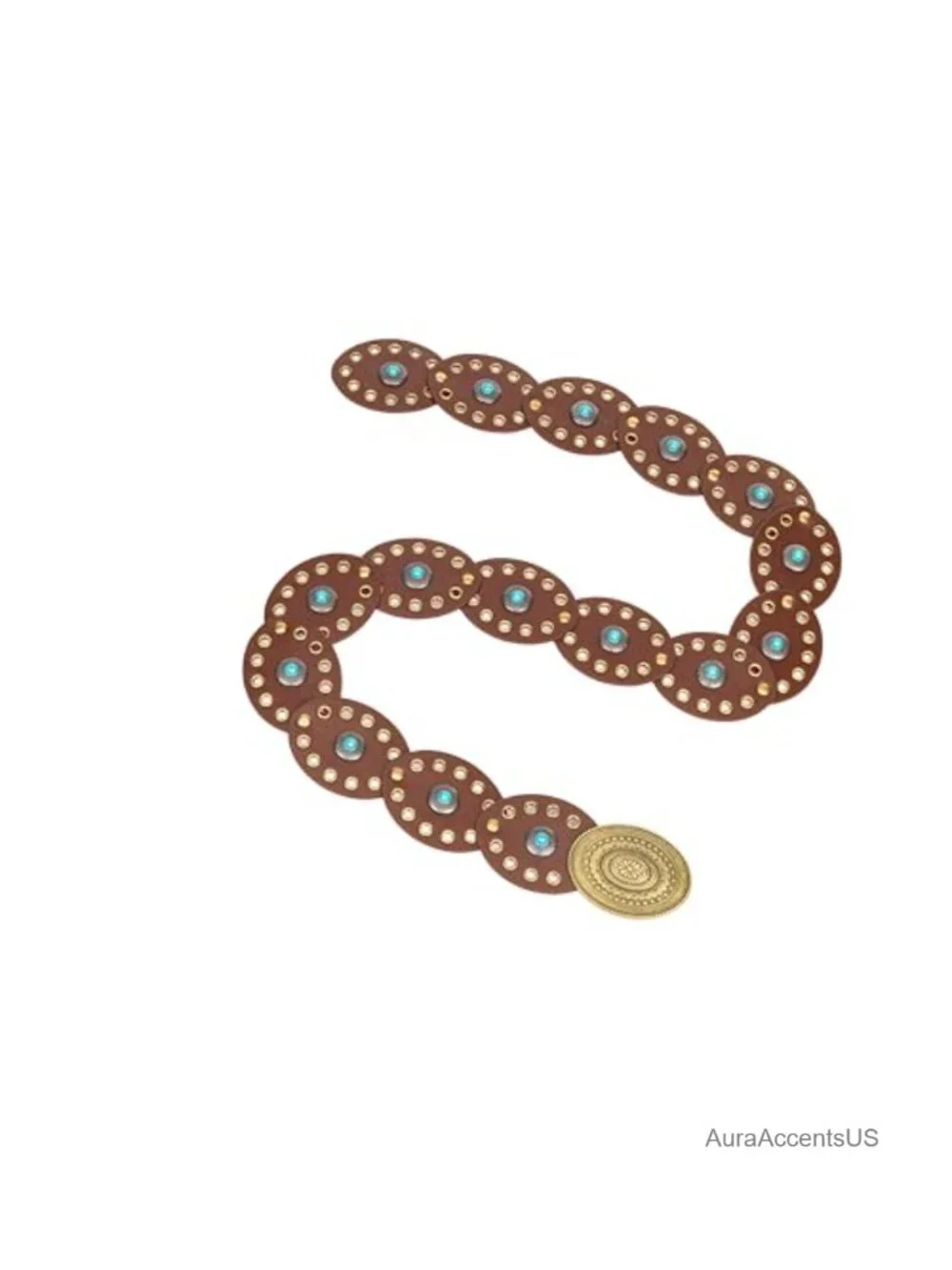 Vintage Western Disc Belt Concho Cowgirl Wide PU Leather Dress Belt